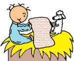 Baby Jesus And his sheep folding towels clipart picture-el nino jesus en su pesebre