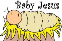 Baby Jesus in a manger clipart- el nino jesus en su pesebre