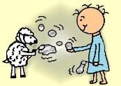 Baby Jesus and His Sheep Blowing Bubbles Clipart- el nino jesus en su pesebre
