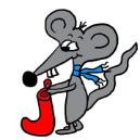 Christmas Clipart- Christmas Mouse With Scarf holding stocking clipart