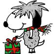 Christmas Sheep With Scarp And Present Clipart