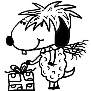 Sheep With Present Clipart 