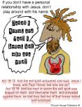 Acts 19:15 16 Jesus I know and Paul I know but who are ye cartoon clipart picture