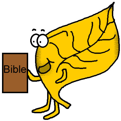 Yellow Fall Leaf holding Bible clipart