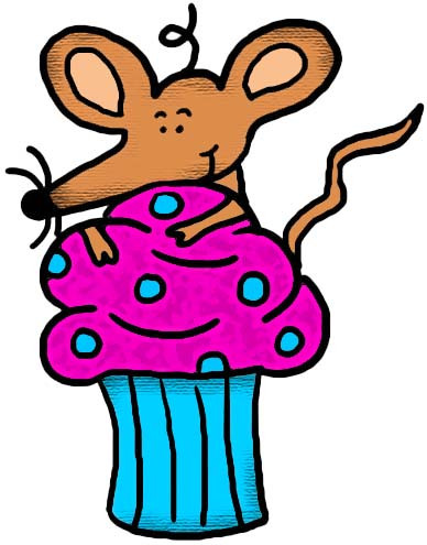 Mouse With Pink And Blue Cupcake Clipart Illustration Drawing Picture Image Graphic Cartoon