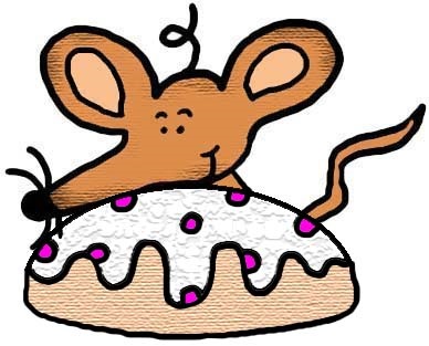 Mouse With Donut (Pastry) Clipart Cartoon Image Picture Drawing Illustration Graphic