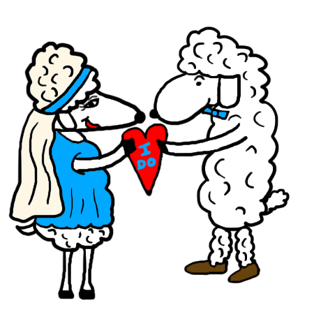 Wedding Bride and Groom Sheep Getting Married I Do Clipart Picture Cartoon Image Illustration