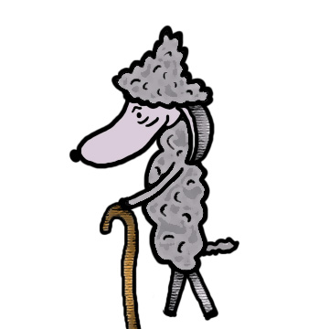 Old sheep with cane clipart
