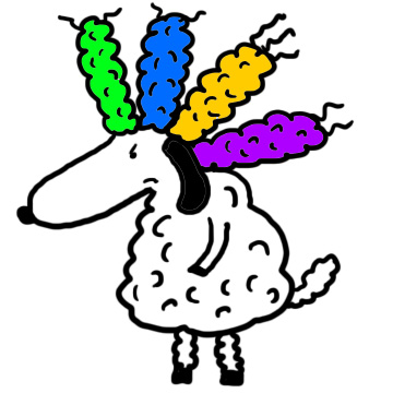 Frizzy haired sheep clipart colored hair