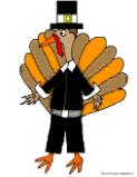 Pilgrim Turkey Clipart- Thanksgiving turkey wearing pilgrim hat picture