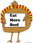 Turkey holding sign eat more beef clipart