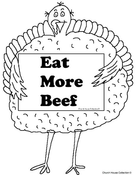 Turkey Holding sign eat more beef clipart