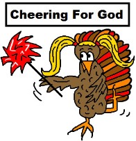 Thanksgiving Turkey Clipart- Cheerleader Turkey Cheering For God Clipart