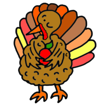 Thanksgiving Turkey Clipart- Turkey Holding Apple Clipart