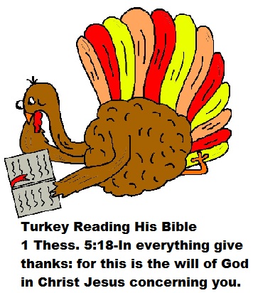 Thanksgiving Turkey Clipart- Turkey Reading Bible Clipart- 1 Thess 5:18