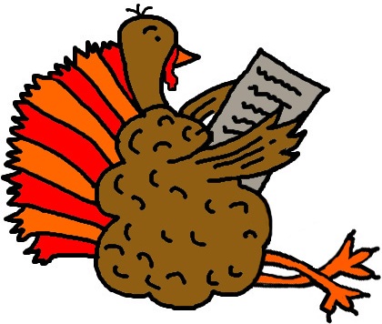 Thanksgiving Turkey Clipart- Turkey Reading Paper Cipart