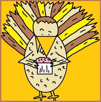 Thanksgiving Turkey Clipart- Turkey Eating Cupcake Clipart