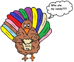 Thanksgiving Turkey Clipart- Sad Turkey With Empty Goody Bag Clipart